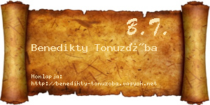 Benedikty Tonuzóba névjegykártya